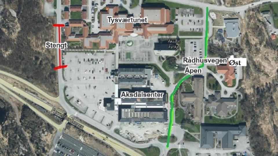 Lenke til artikkel: Rådhusvegen vest blir stengt