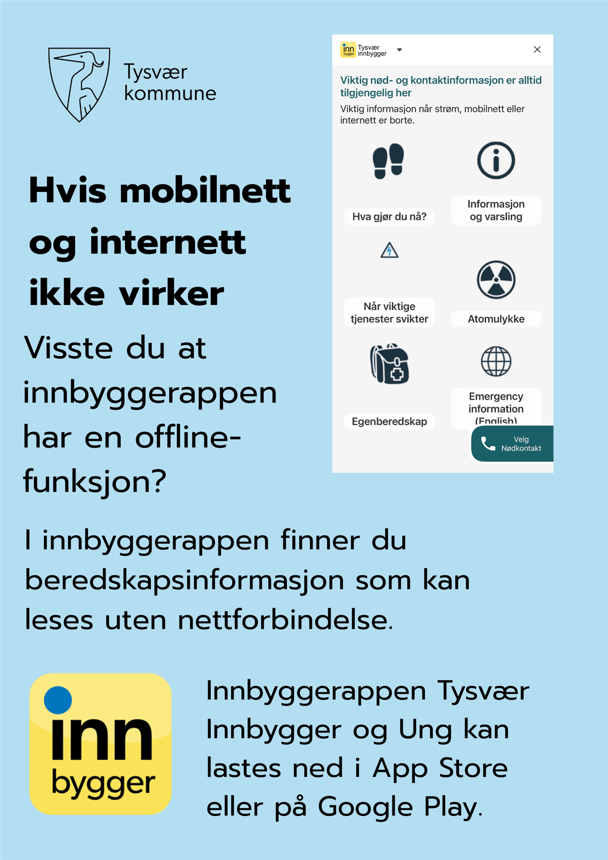 Plakat med Tysvær innbyggerapp i offline-modus - Klikk for stort bilde