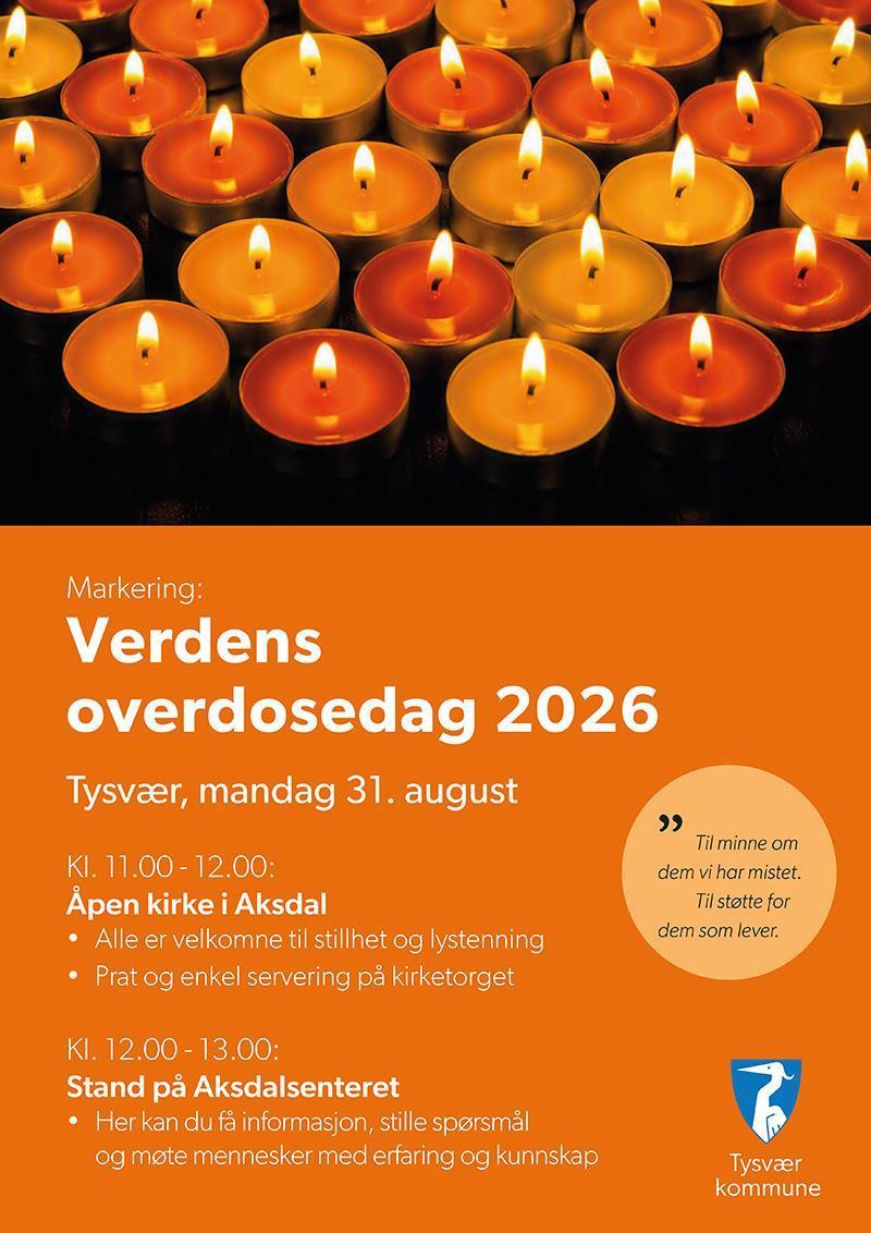 Plakat med informasjon om Verdens overdosedag 2026 - Klikk for stort bilde