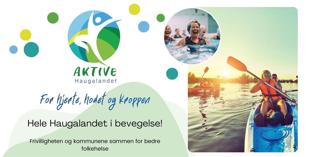 Aktive Haugalandet- plakat som viser personer som padler - Klikk for stort bilde