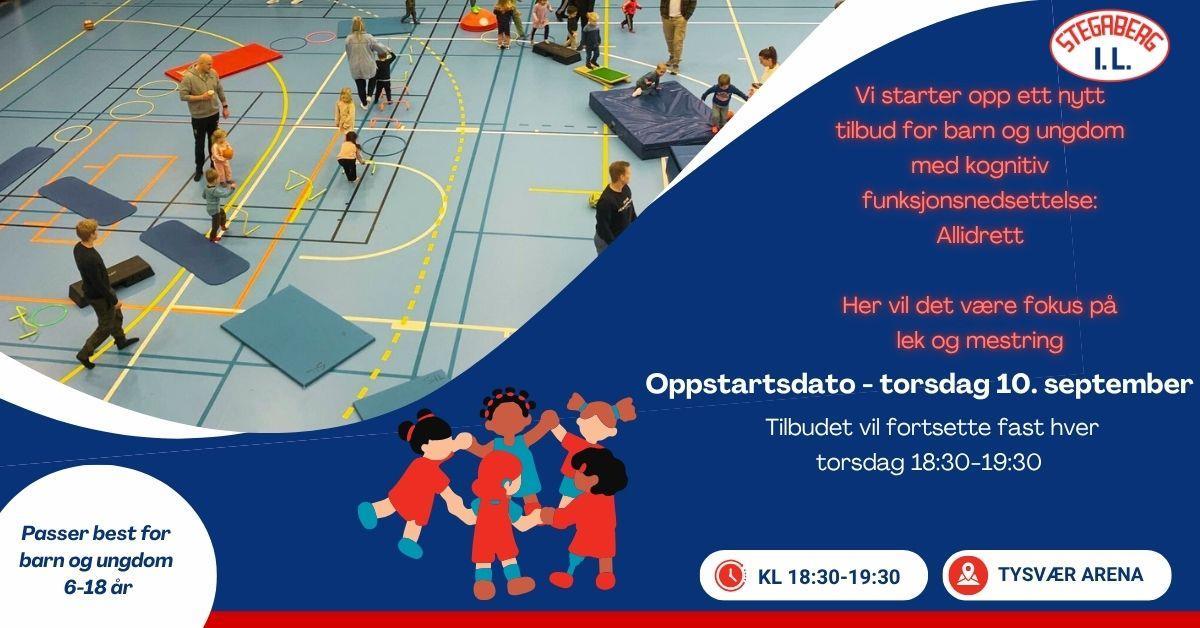 Plakat med informasjon om allidrettstilbudet i Stegaberg IL:. - Klikk for stort bilde